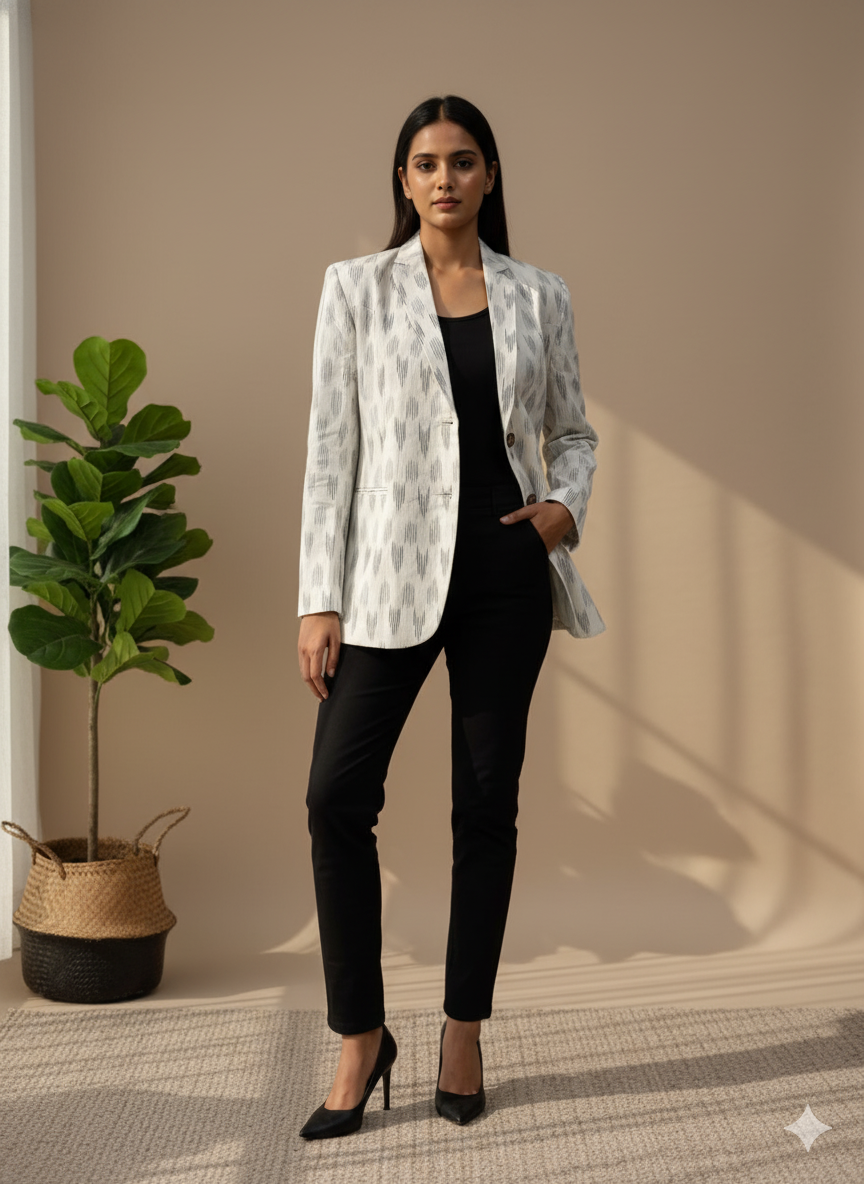 Single breasted ikkat blazer
