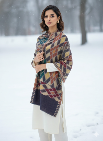 Woollen Shawl With Reversible Kaani Zari Ekat