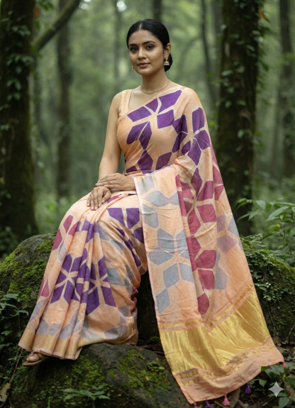 Clamp dyed modal silk saree