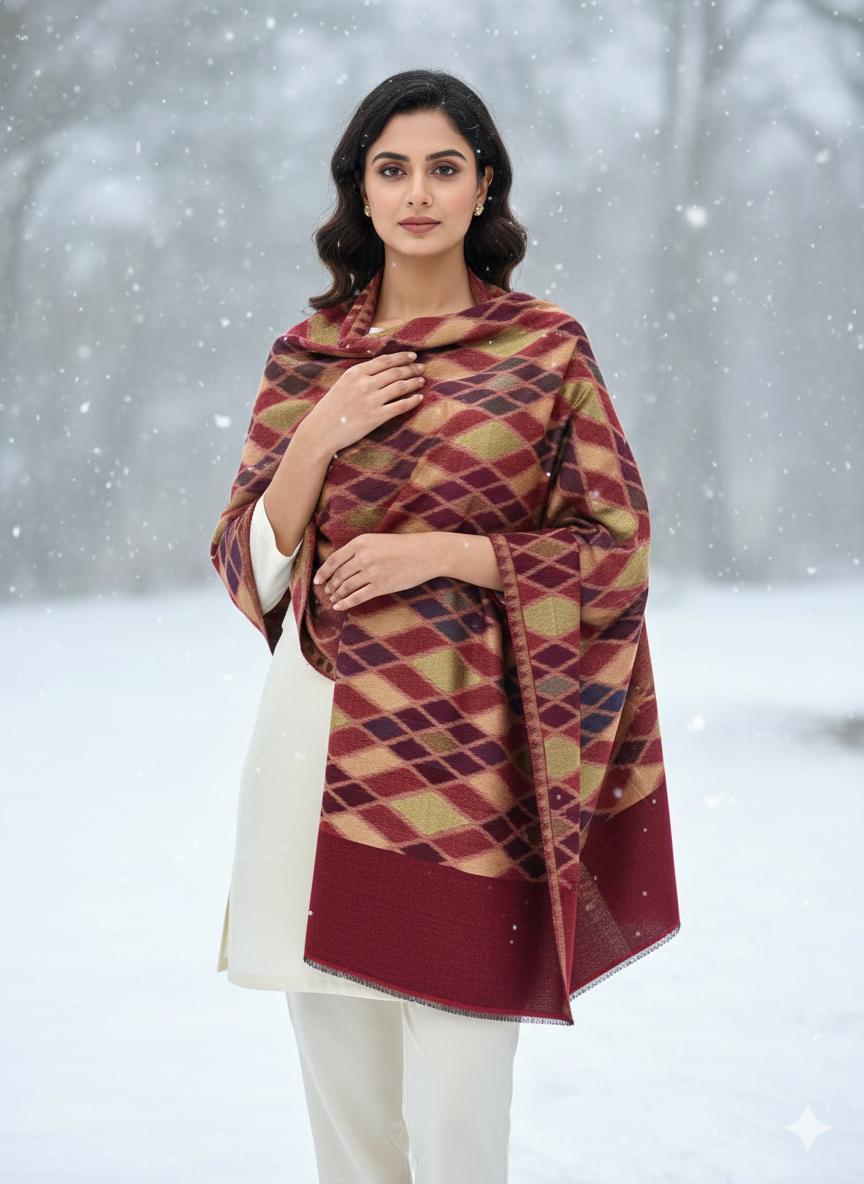 Woollen Shawl With Reversible Kaani Zari Ekat