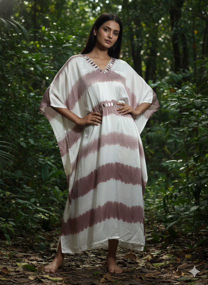 Modal Silk Kaftan Kutchi Hand Embroidered Mirror work