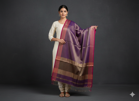 Handwoven tissue Maheshwari dupatta