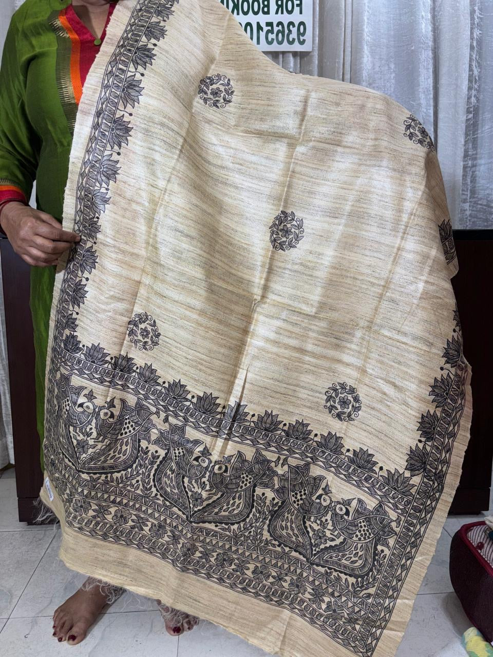 Handwoven Tussar Hand Painted Madhubani Dupatta