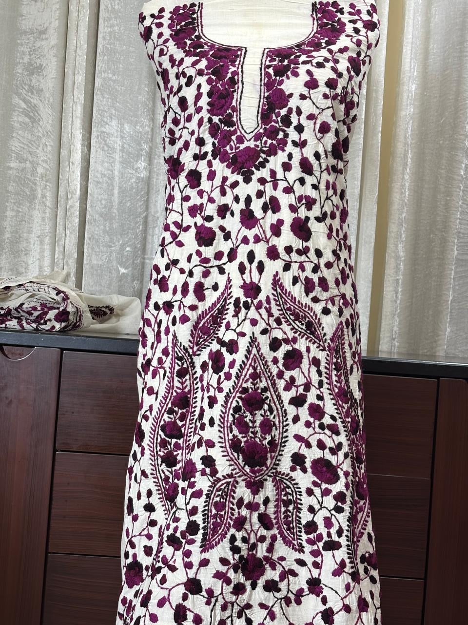 HAND EMBROIDERY COTTON 3PC UNSTITCHED DRESS MATERIAL 12