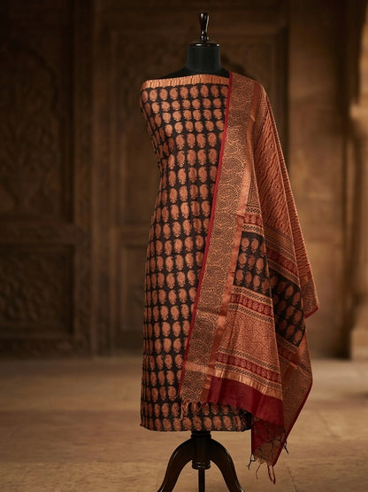 3pc Maheshwari Silk Bagh handblock Dress Material