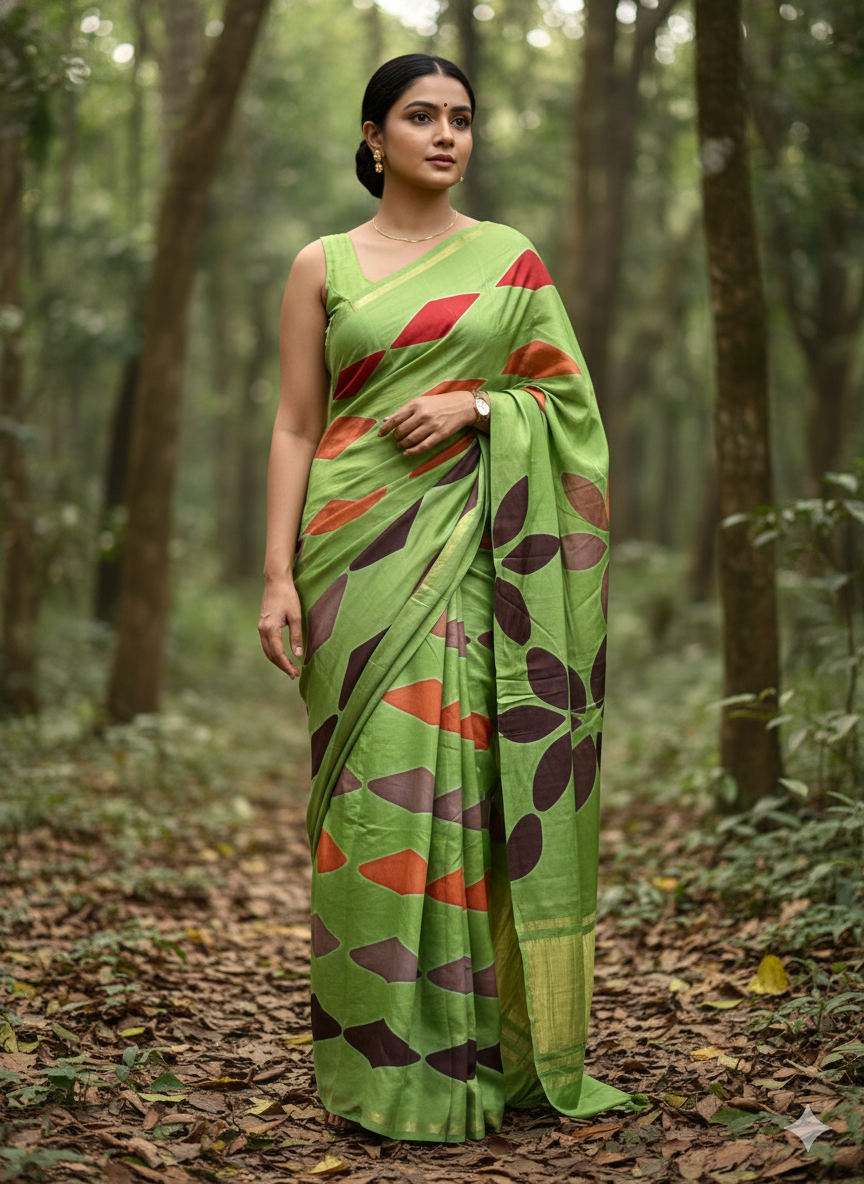 Clamp dyed modal silk saree