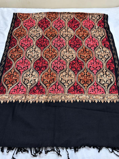 Kashmiri Aari embroidered semi  pashmina stole
