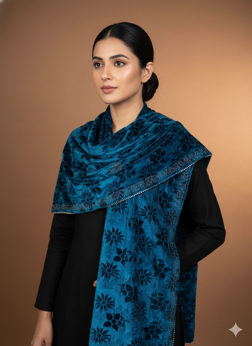 Velvet hand embroidered  Stole