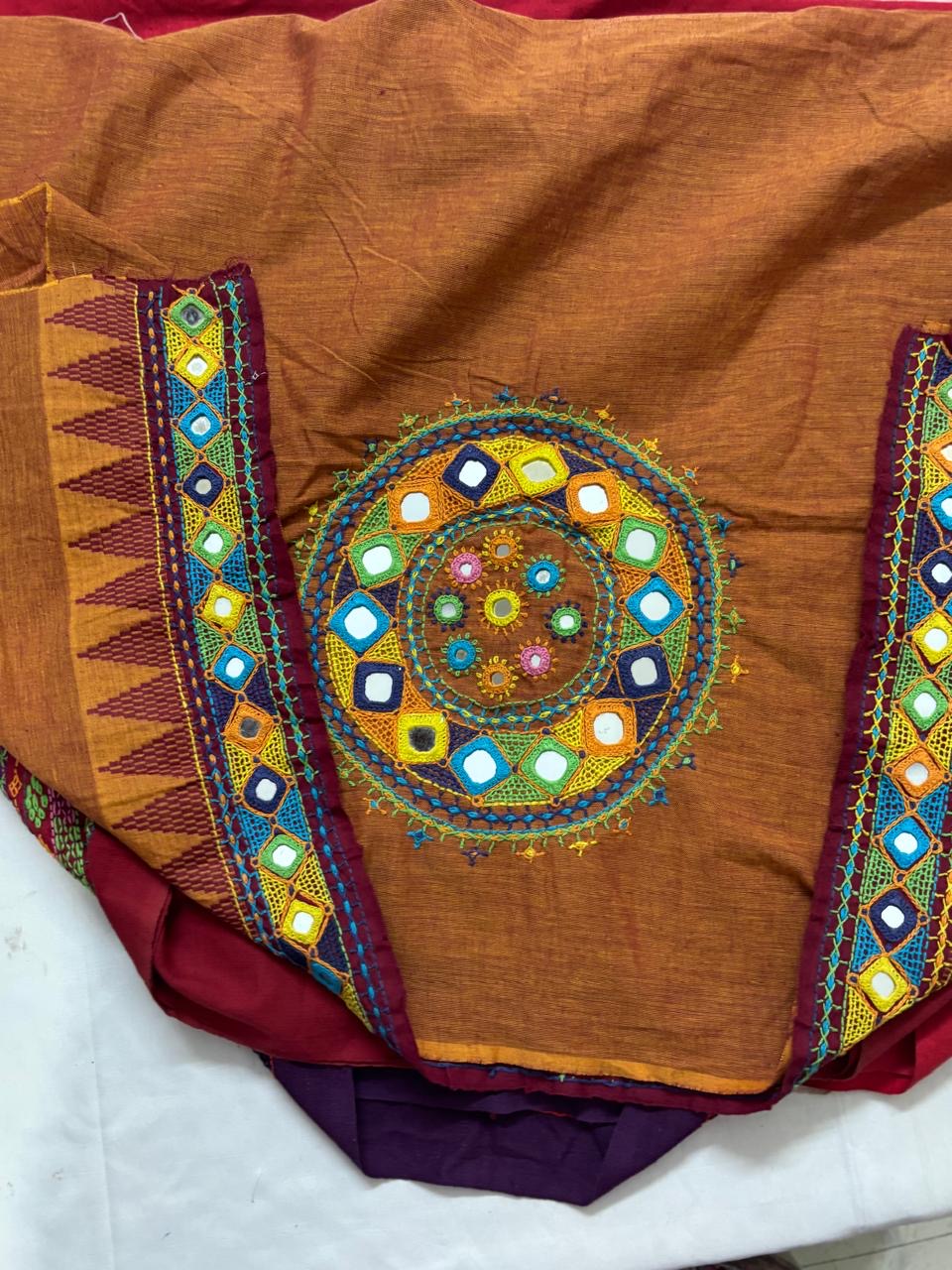 Mustard -LAMBANI EMBROIDERY HANDSPUN COTTON BLOUSE PIECE 05