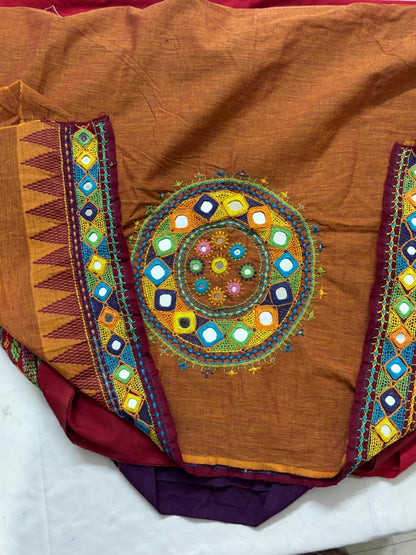 Mustard -LAMBANI EMBROIDERY HANDSPUN COTTON BLOUSE PIECE 05