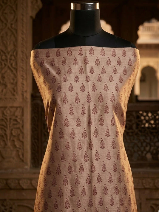 3pc Maheshwari Silk Bagh handblock Dress Material