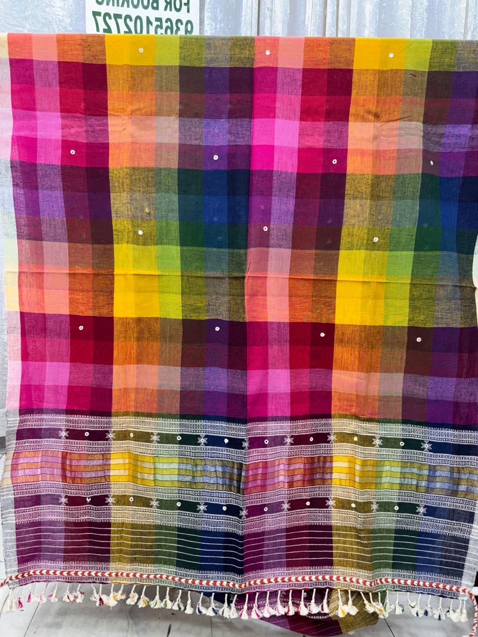 Rainbow Bhujodi Kala cotton dupatta with zari
