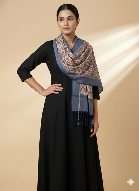 HANDLOOM MERCERIZED COTTON POCHAMPALLY IKAT STOLE
