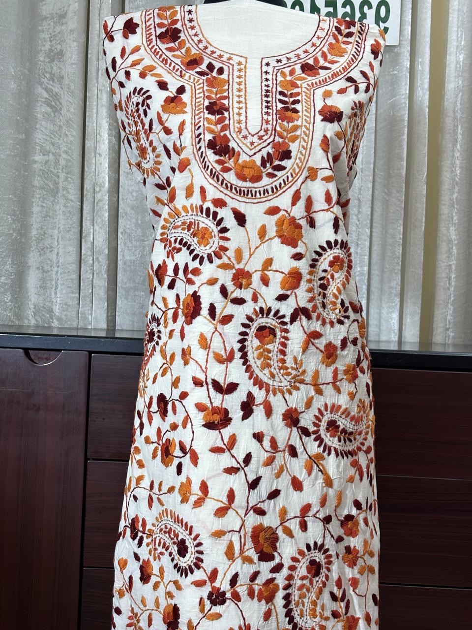 HAND EMBROIDERY COTTON 3PC UNSTITCHED DRESS MATERIAL 12