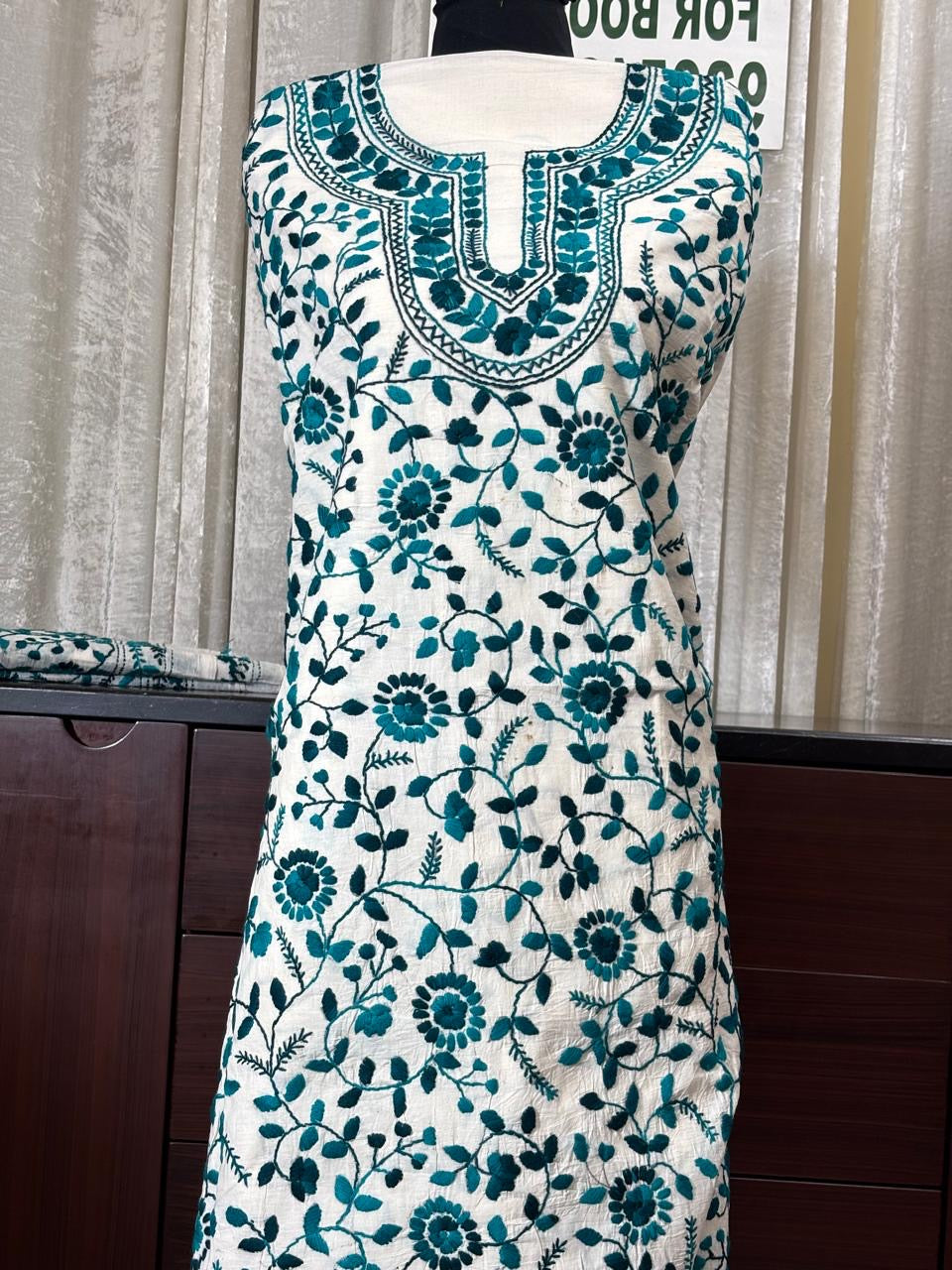 HAND EMBROIDERY COTTON 3PC UNSTITCHED DRESS MATERIAL 12