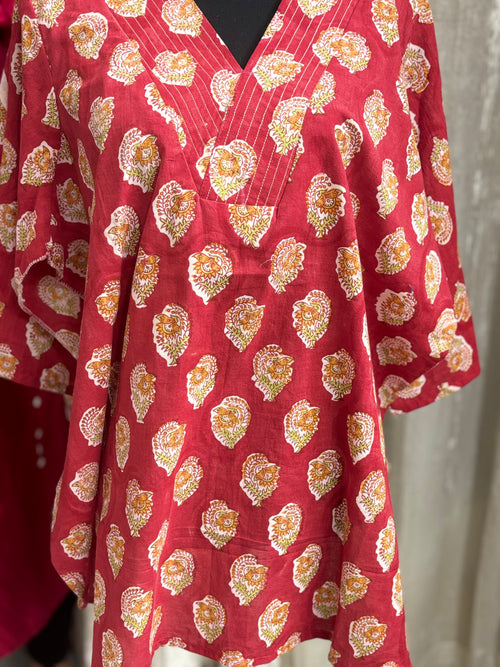 Pure cotton hand blocked summer short Kurtis