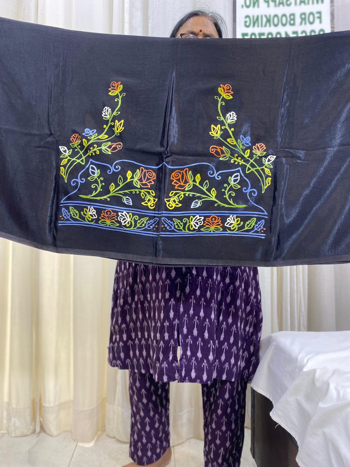 Rogan art Mashru blouse piece deep blue