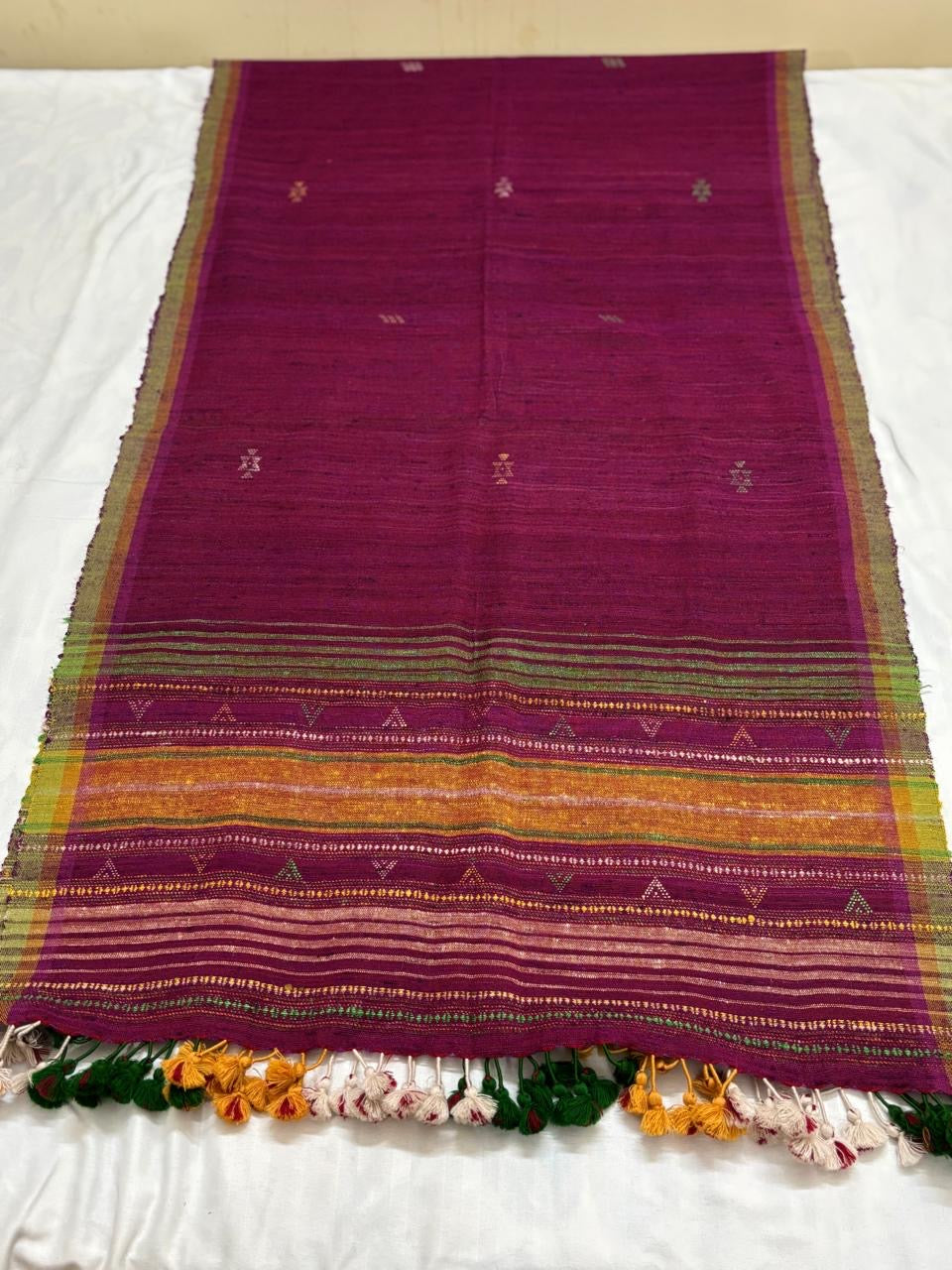 Handwoven woollen  pure tussar and wool kutch weaving stole