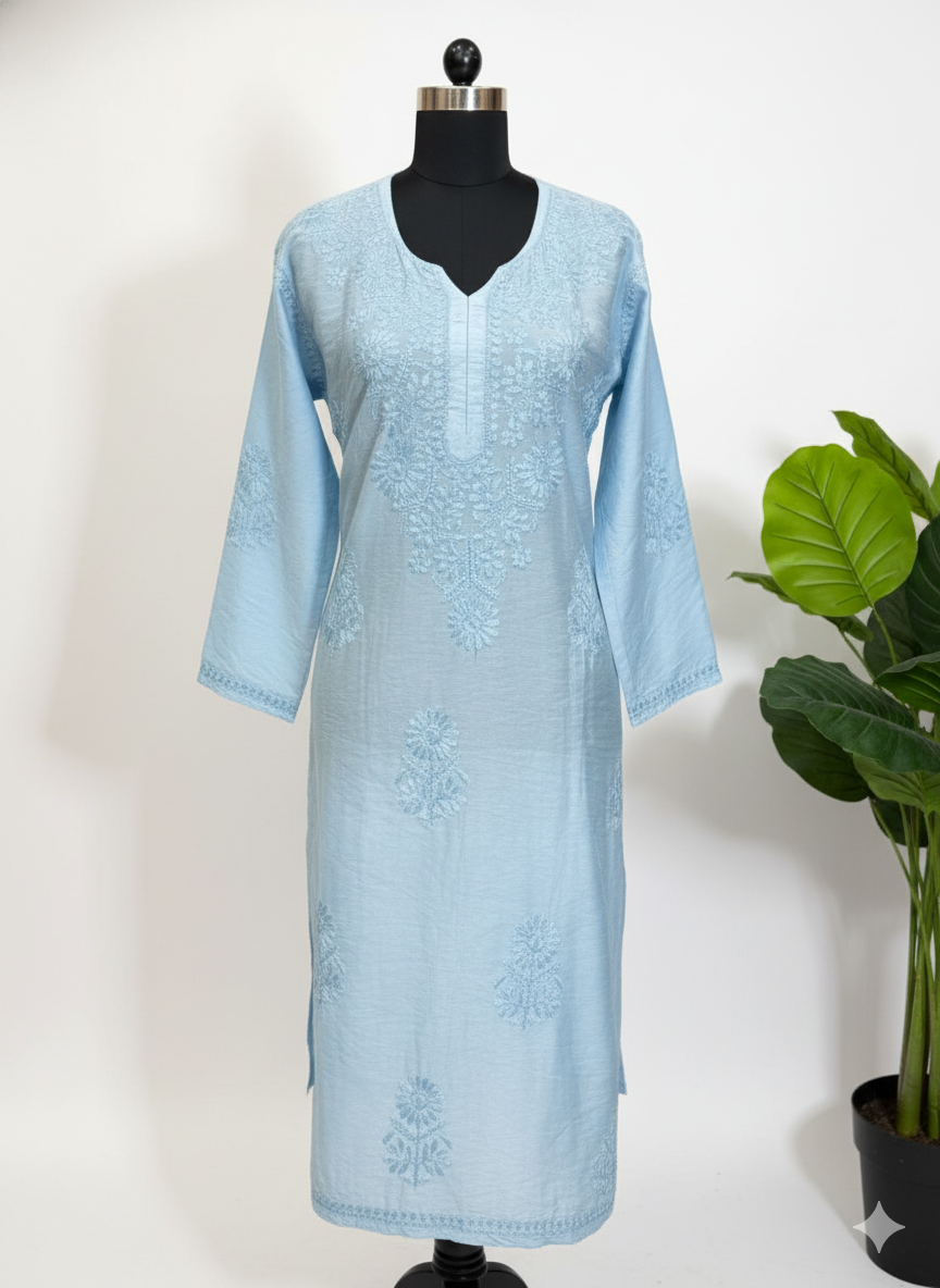 Chanderi Chikankari Kurti with inner