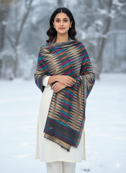 Woollen Shawl With Reversible Kaani Zari Ekat