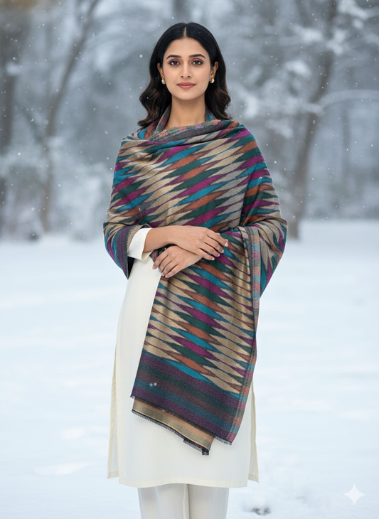 Woollen Shawl With Reversible Kaani Zari Ekat