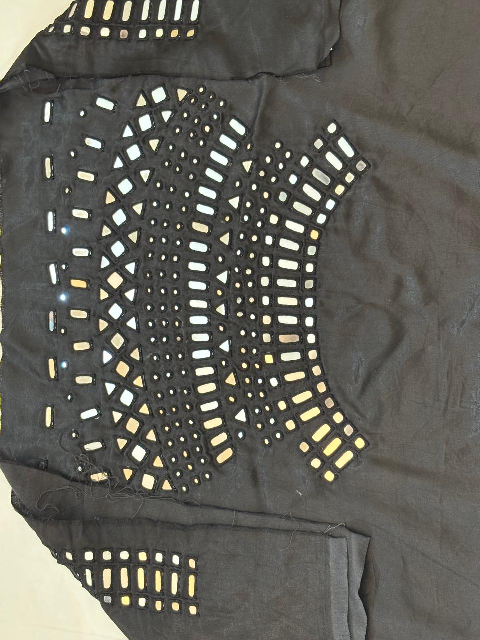 HAND EMBROIDERY KUTCH MIRROR WORK MASHRU SILK BLOUSE PIECE