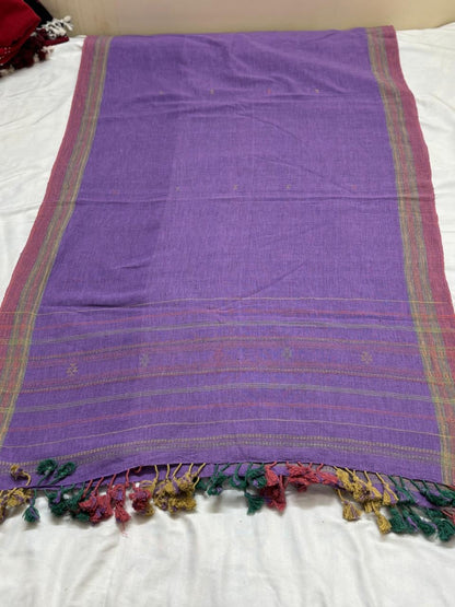 Kutch Weaving Handloom Organic Kala Cotton Stole with tassels