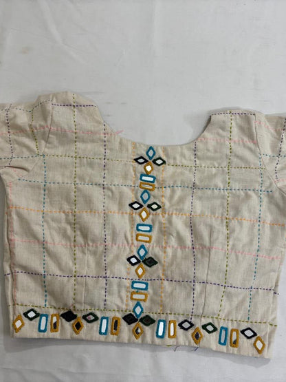 Off white KUTCH MIRROR WORK KALA COTTON BLOUSE