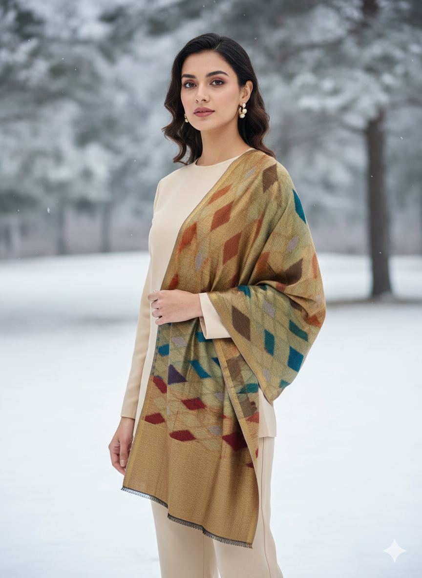 Woollen Shawl With Reversible Kaani Zari Ekat