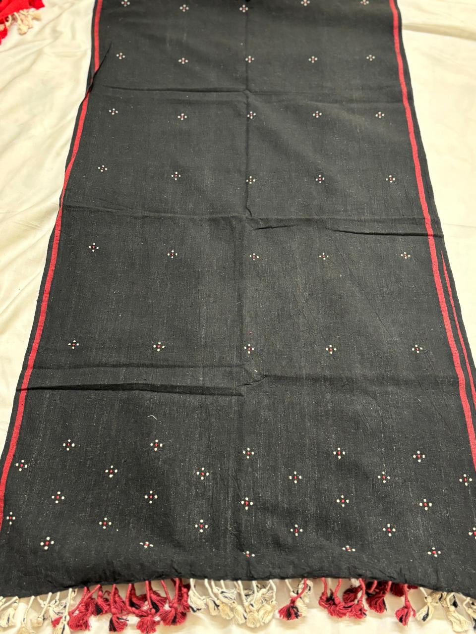 Tangaliya Handwoven Kala Cotton Stole with Tassels