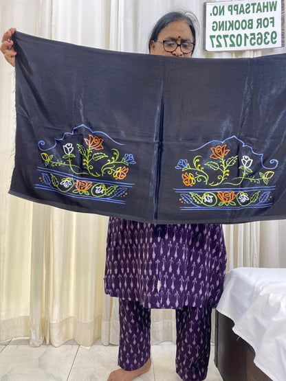 Rogan art Mashru blouse piece deep blue