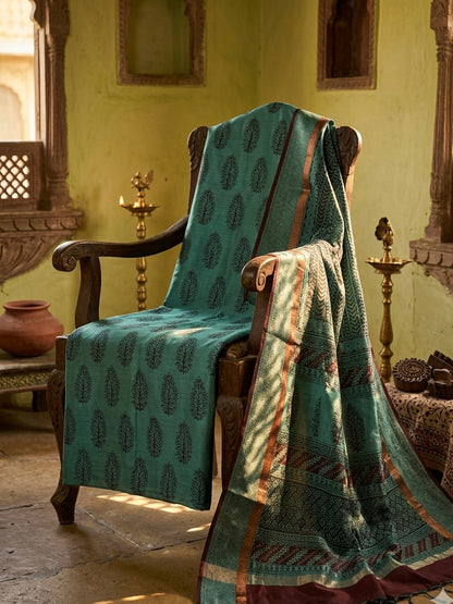 3pc Maheshwari Silk Bagh handblock Dress Material