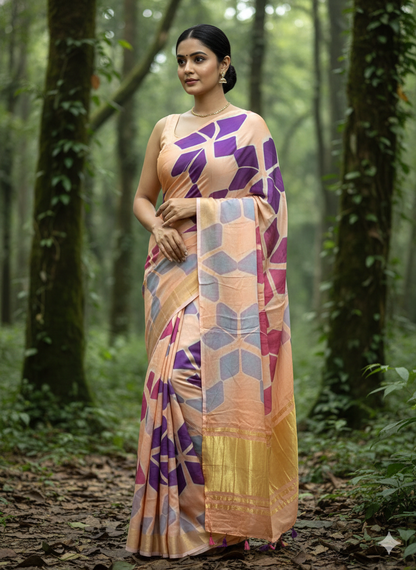 Clamp dyed modal silk saree