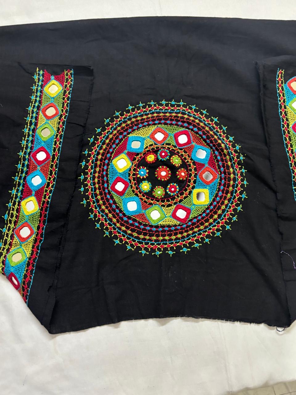 Black-LAMBANI EMBROIDERY HANDSPUN COTTON BLOUSE PIECE 01