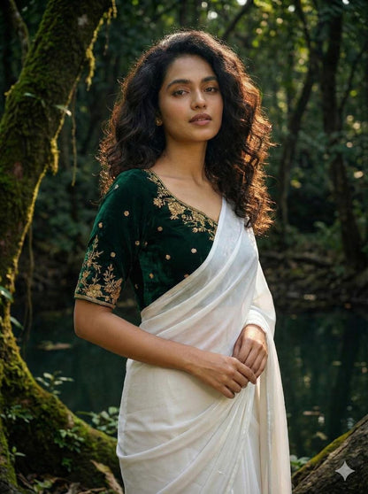 Silk Velvet hand embroidered zardosi blouse