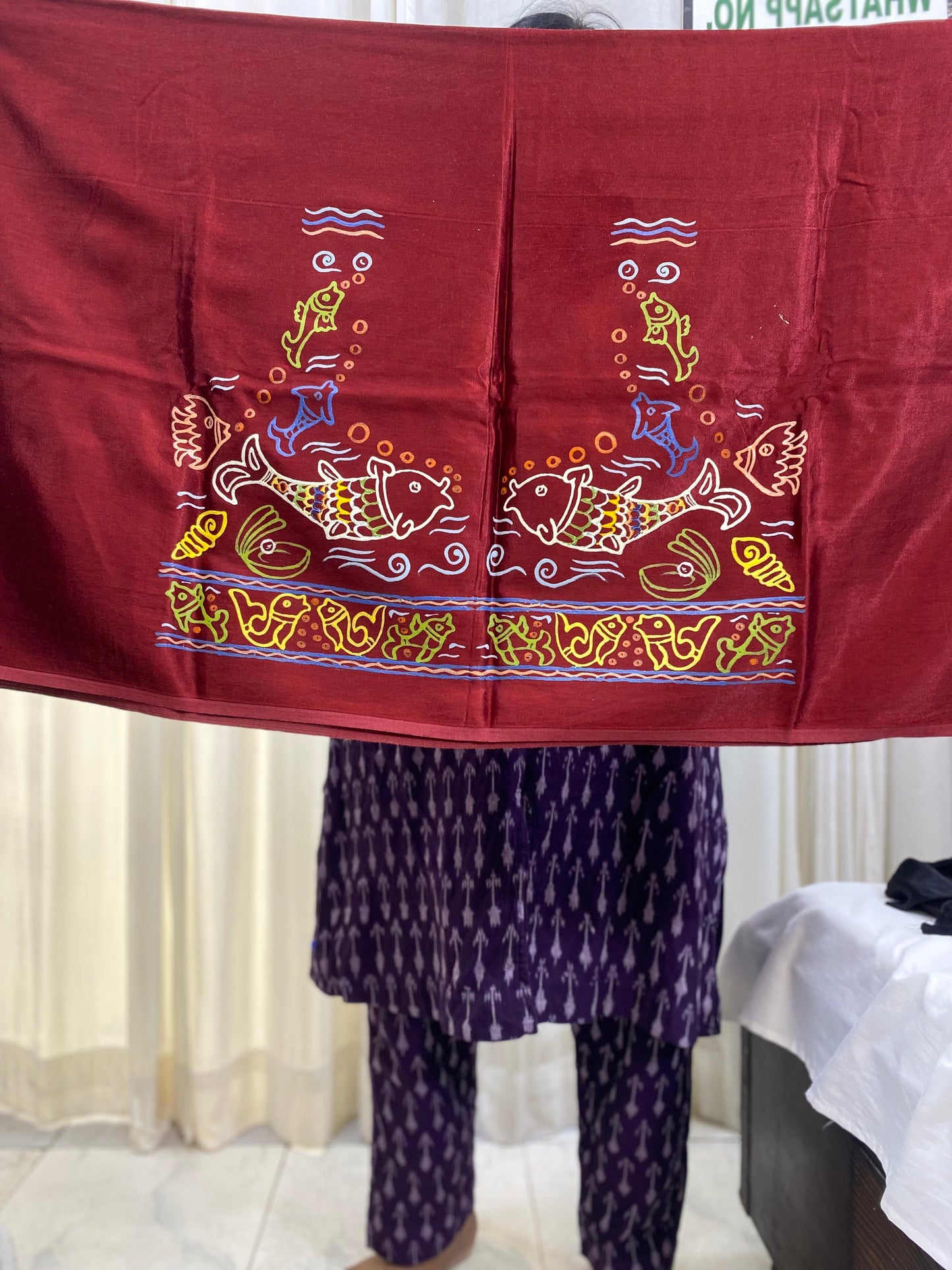 Rogan art Mashru blouse piece Red