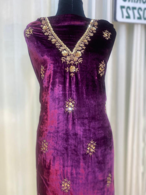 Velvet hand embroidered suits