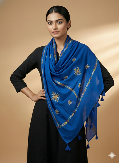 ROGAN ART DEEP BLUE COTTON STOLE