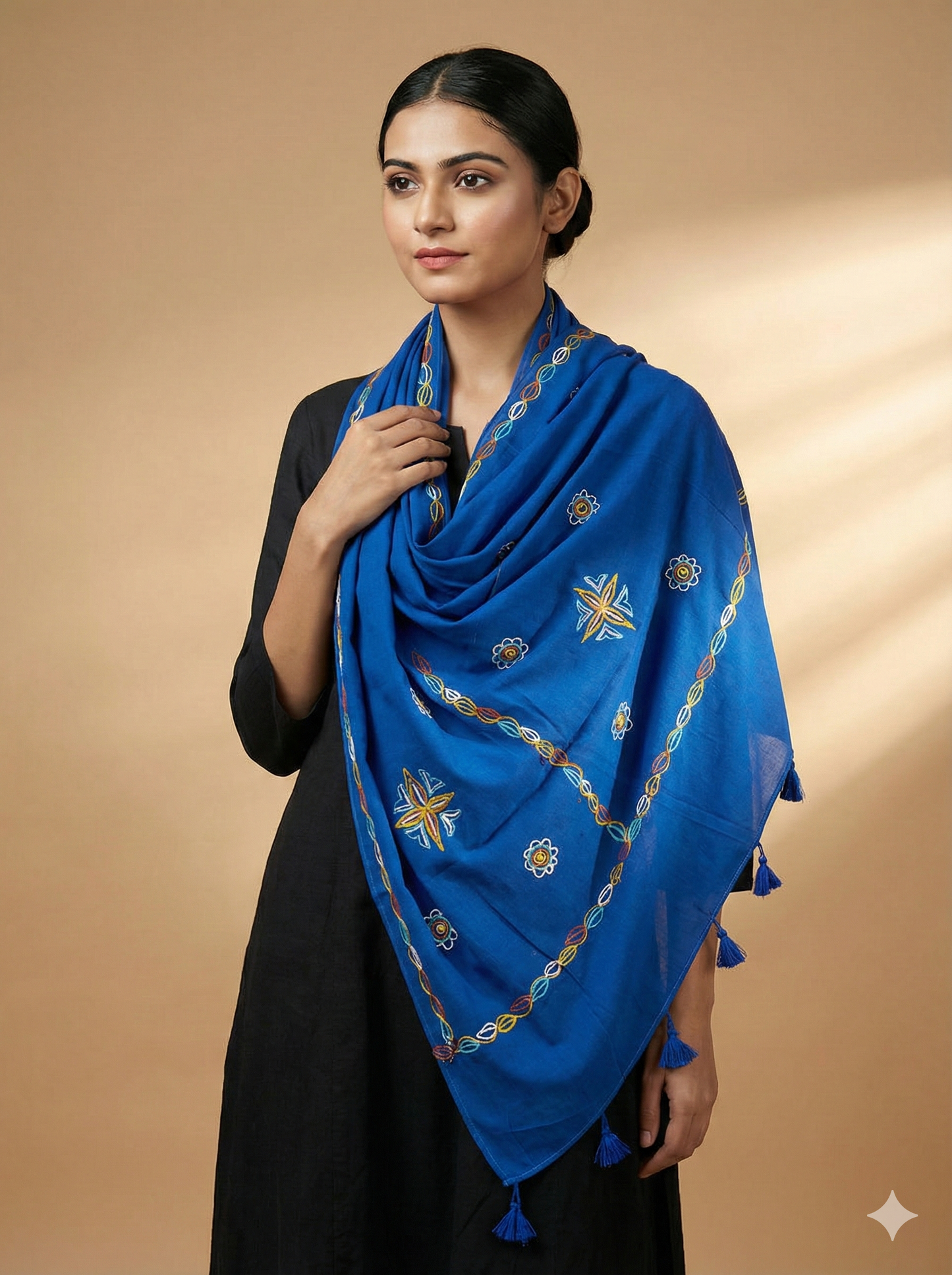 ROGAN ART DEEP BLUE COTTON STOLE