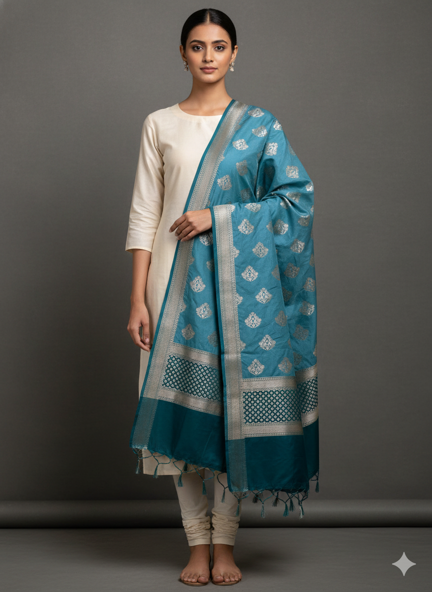 Cotton Silk Blend Banarsi Dupatta