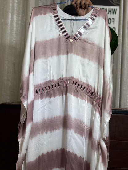 Modal Silk Kaftan Kutchi Hand Embroidered Mirror work