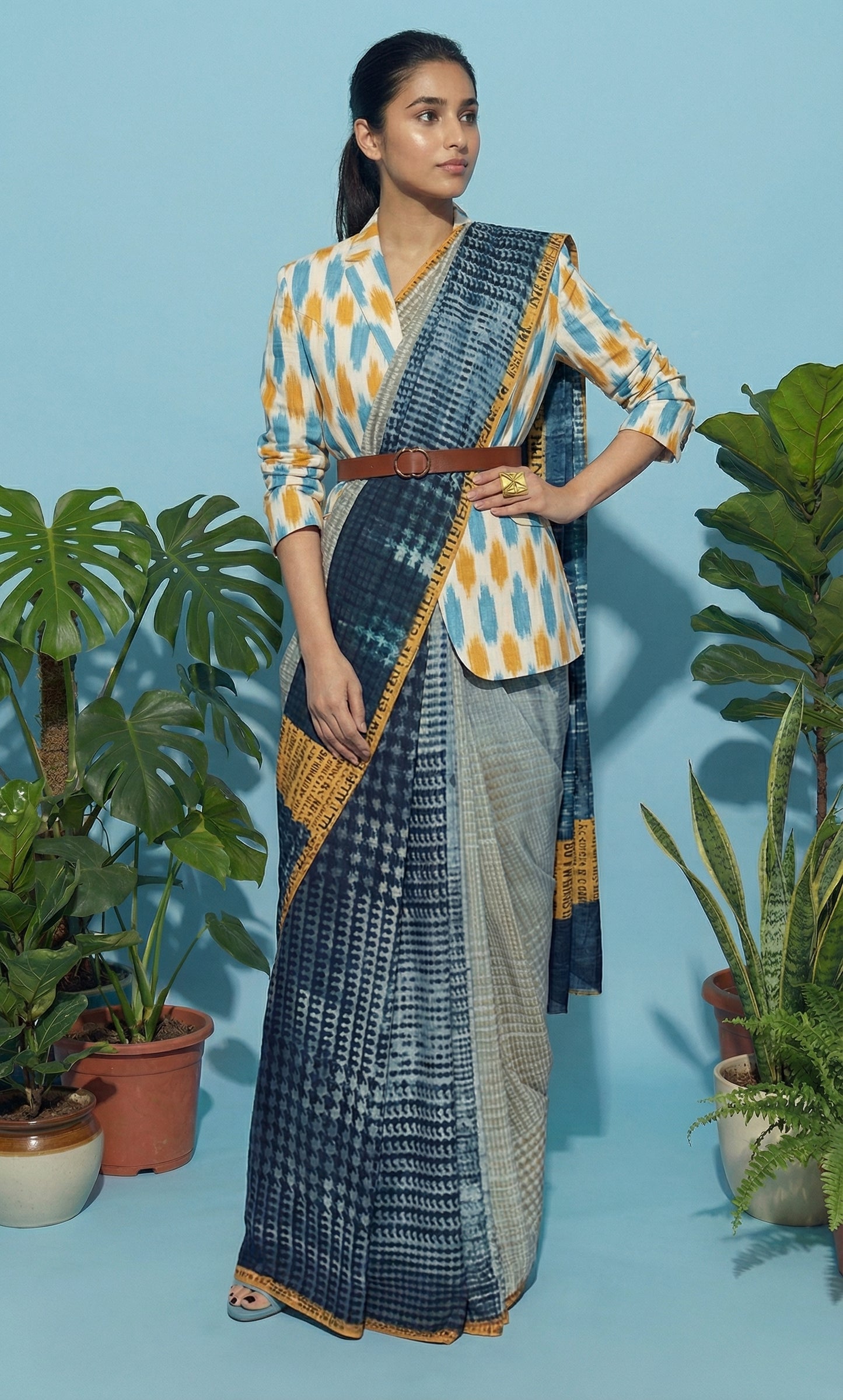 Single breasted ikkat blazer