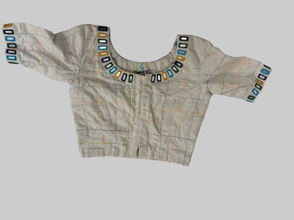 Off white KUTCH MIRROR WORK KALA COTTON BLOUSE