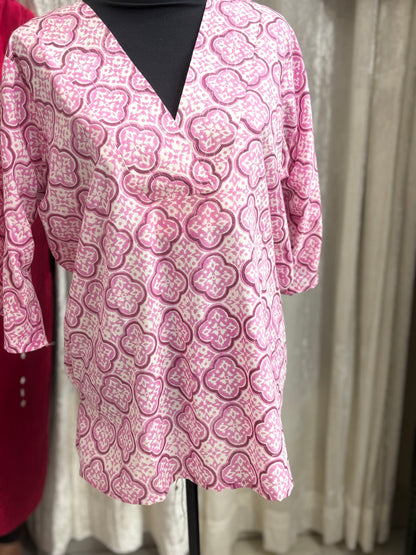 Pure cotton hand blocked summer short Kurtis