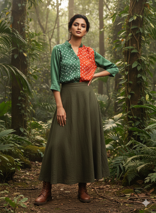 Kutchi Hand done Bandhani  Modal Shirt