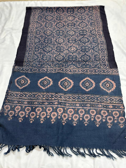 KUTCH HANDWOVEN HANDBLOCK  MERINO WOOL AJRAKH STOLE