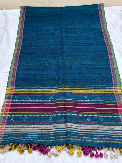Handwoven woollen  pure tussar and wool kutch weaving stole