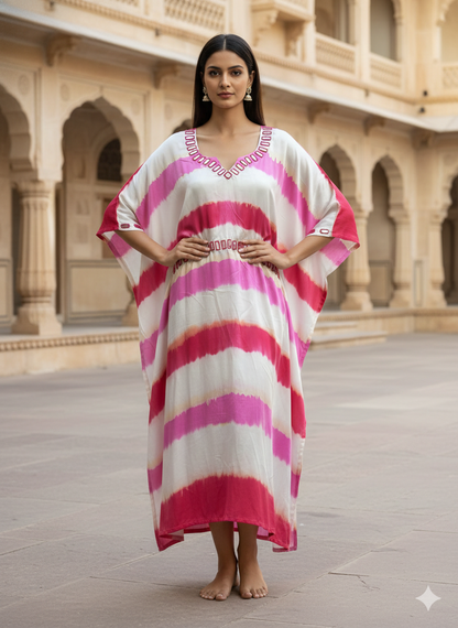 Modal Silk Kaftan Kutchi Hand Embroidered Mirror work