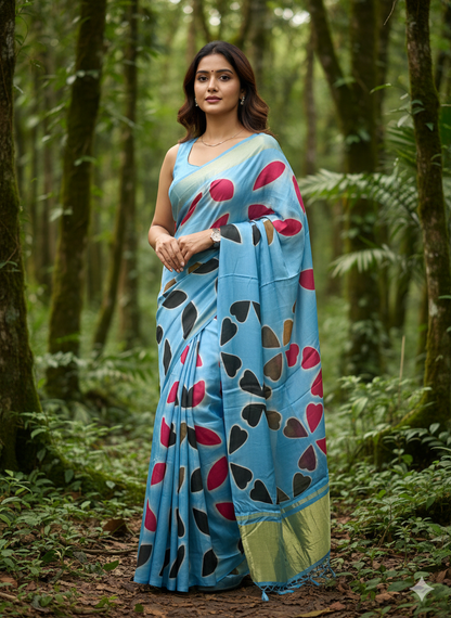 Clamp dyed modal silk saree