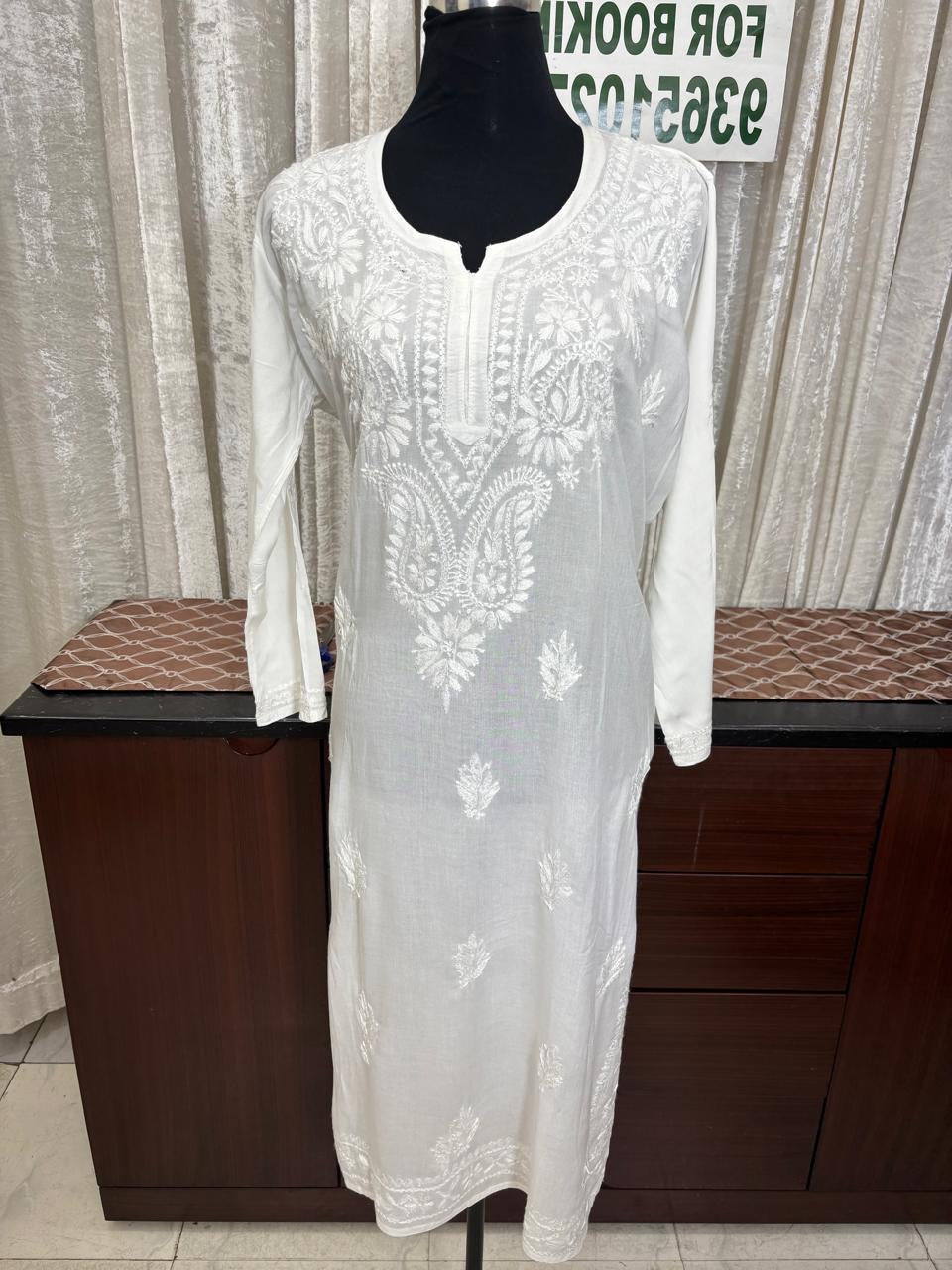Chanderi Chikankari Kurti with inner